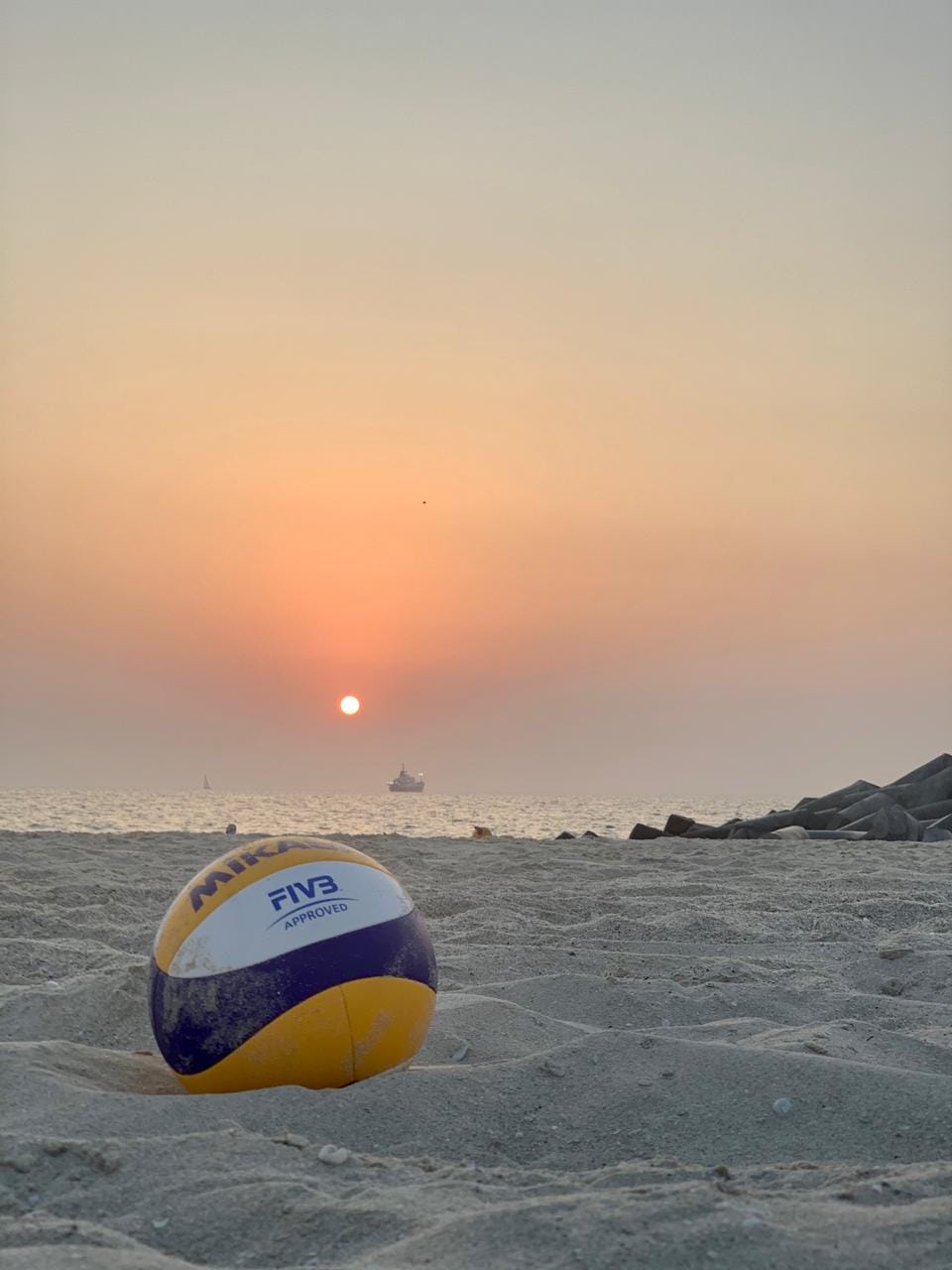 Beach volleyball ball on the beach