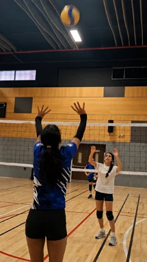 Training at a summer volleyball camp