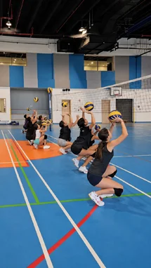 Training at a summer volleyball camp