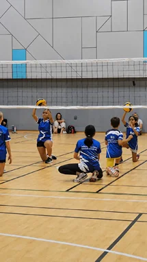 Training at a summer volleyball camp