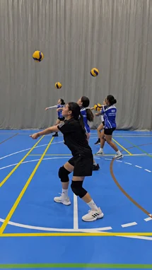 Training at a summer volleyball camp